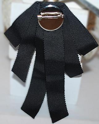 Bejeweled "BEES on a TUXEDO" BROOCH (5½" x 4") with a RED & GOLD Colored Bee and a Black Ribbon...