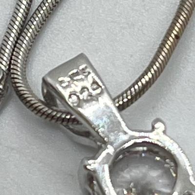 LOT 62: White Gold 18" Necklace w/ Sterling Silver and CZ Pendant