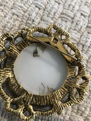 Porcelain Handpainted Floral Brooch
