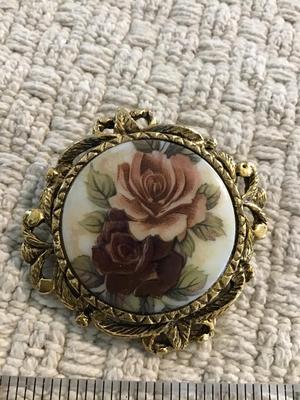 Porcelain Handpainted Floral Brooch