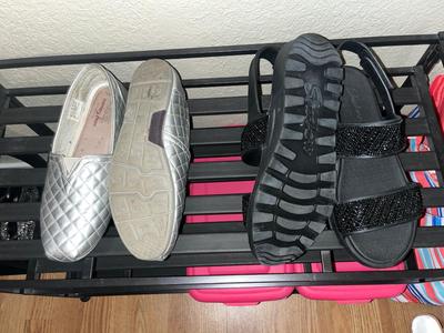 Sale Photo Thumbnail #447: Pair of silver Bobs size 8 and black Sketcher sandals never worn size 8