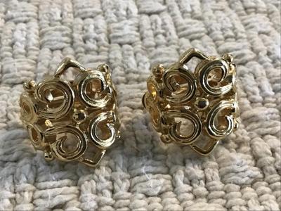 Gold Tone Scroll Earrings
