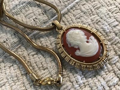 Vintage avon Double Sided Cameo Necklace with Chain