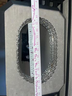 Crystal bead mirrored tray