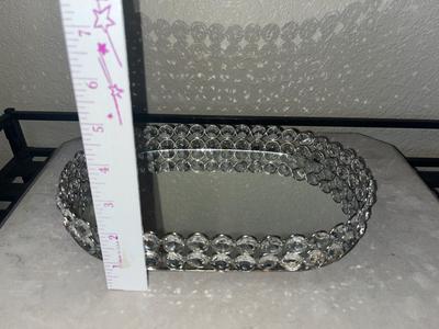 Crystal bead mirrored tray
