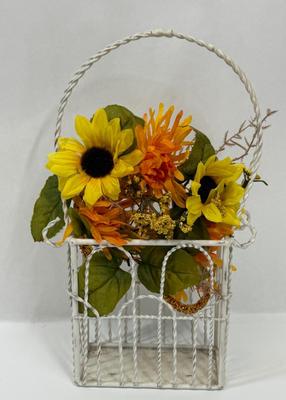 Vintage Wire Basket with Faux Flowers