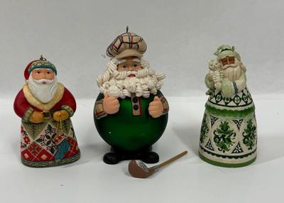 Christmas Ornament Lot Santa Clause Scottish Golfing Santa and Old World Santas