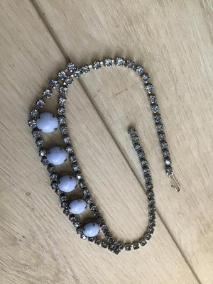 Blue Glass And Blue Rhinestone Vintage Necklace