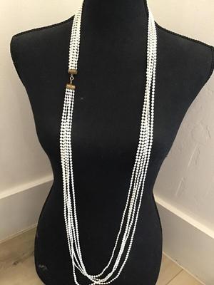Vintage Necklace Faux Plastic Beaded multi Layer