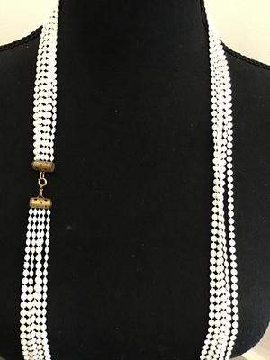 Vintage Necklace Faux Plastic Beaded multi Layer