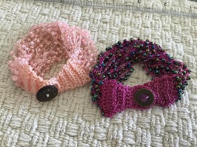 Glass Beaded Crochet Style Button Bracelets