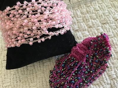 Glass Beaded Crochet Style Button Bracelets