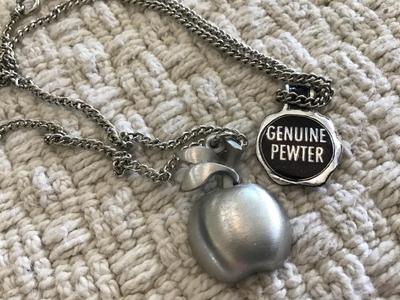 Pewter Apple Necklace