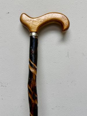 Classic Handcrafted Carved Wood Walking Cane