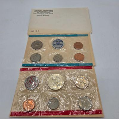 LOT 123: U.S. Mint Uncirculated Coin Sets from 1965, 1968, 1969, 1972