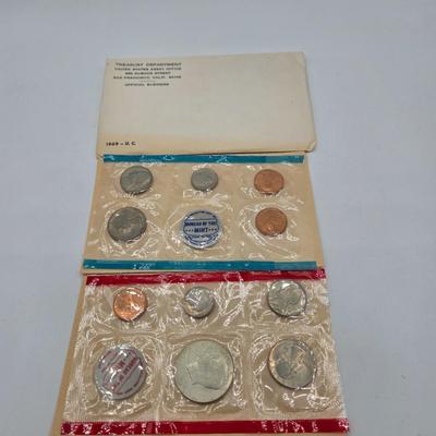 LOT 123: U.S. Mint Uncirculated Coin Sets from 1965, 1968, 1969, 1972