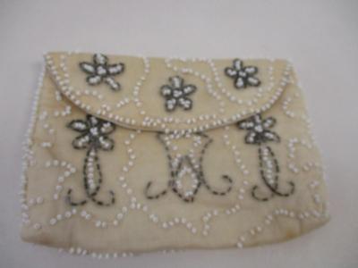 Vintage Pichel Black Velvet Clutch & Credit Card Holder & Beaded White Clutch Bag