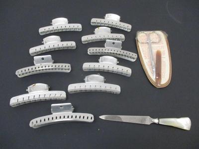 Aluminum Hair Clips - Manicure Set - File With Pearl Style Handle