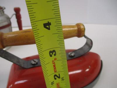 Child's Toy Iron 1950's Laundry-Day Helper - Child Doll Aluminum Coffee Percolator With Red Wood Handle & Lid - Aluminum...
