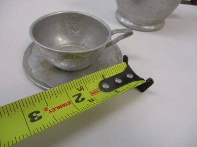 Child's Toy Iron 1950's Laundry-Day Helper - Child Doll Aluminum Coffee Percolator With Red Wood Handle & Lid - Aluminum...