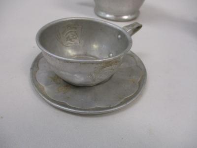 Child's Toy Iron 1950's Laundry-Day Helper - Child Doll Aluminum Coffee Percolator With Red Wood Handle & Lid - Aluminum...
