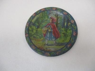 Vintage Child's Little Red Riding Hood Tin Plates & Mickey Mouse & Minnie Tin Cup Late