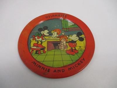 Vintage Child's Little Red Riding Hood Tin Plates & Mickey Mouse & Minnie Tin Cup Late