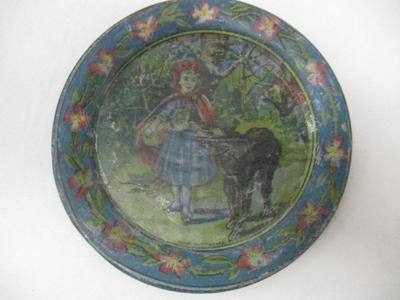 Vintage Child's Little Red Riding Hood Tin Plates & Mickey Mouse & Minnie Tin Cup Late