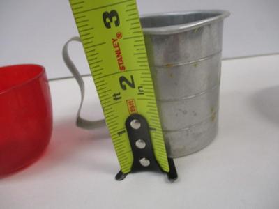 Vintage Child's Little Red Riding Hood Tin Plates & Mickey Mouse & Minnie Tin Cup Late