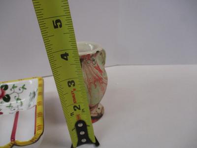 Vintage Pottery Bowl China Figures & Rooster Ashtray