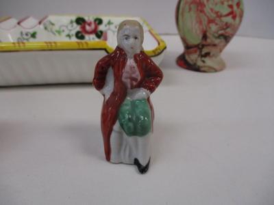 Vintage Pottery Bowl China Figures & Rooster Ashtray