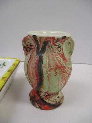 Vintage Pottery Bowl China Figures & Rooster Ashtray