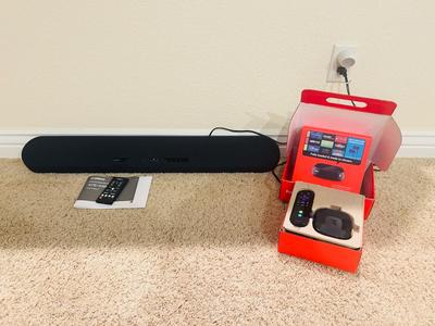 YAMAHA ATS-1080 FRONT SURROUND SYSTEM SOUND BAR AND A NEW ROKU 3
