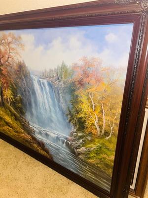 R. DANFORD’S WATERFALL LANDSCAPE SERIES OIL PAINTING