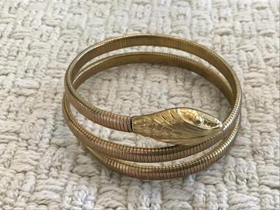 Forster Gold Filled Signed coiled serpent Egyptian Revival Vintage coiled cuff