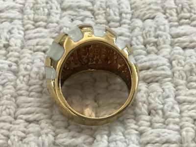 White Enamel Gold Tone Domed Ring