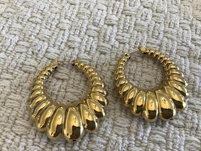Large Monet Gold Tone Earrings