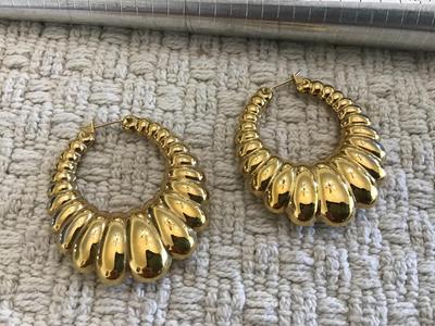 Large Monet Gold Tone Earrings