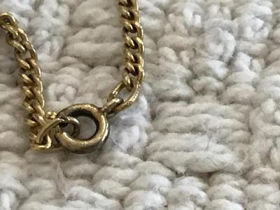 Green Glass Cameo On Vintage Chain