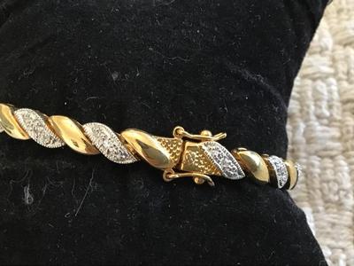 PD Tennis Bracelet Silver Snd Gold Tone