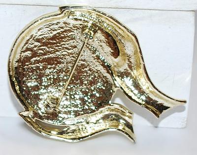 "Hands Holding the World" BROOCH (2½" x 2¼") on a Gold Tone Setting