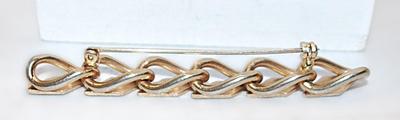 Six Trapezoids on a Chain Link Base BROOCH (3" x ½") on a Gold Tone Setting