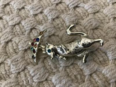 Vintage Umbrella Squirrel may Showers pin