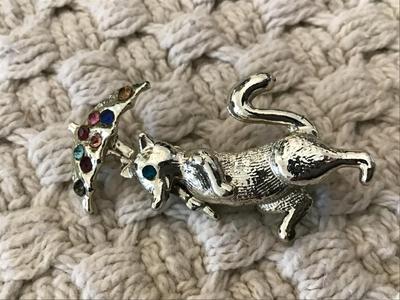 Vintage Umbrella Squirrel may Showers pin