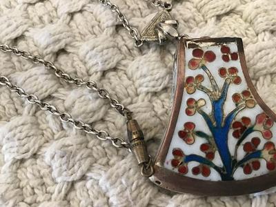 Asian Axe Style pendant and Chain porcelain type