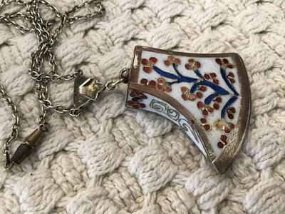 Asian Axe Style pendant and Chain porcelain type