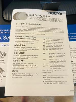 BROTHER HL-L2360DW PRINTER AND NEW TN660 INK CARTRIDGE