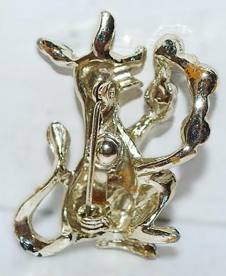 VINTAGE Multicolored Stones KANGAROO BROOCH (1½" x 1") on a Silver Tone Setting