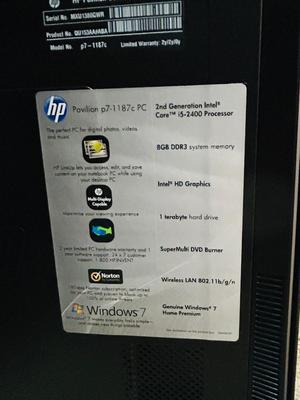 HP PAVILION SERIES 2nd GENERATION P7-1187c