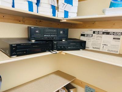 TEAC HOME STEREO RECEIVER, CASSETTE DECK AND CD CHANGER W/REMOTES